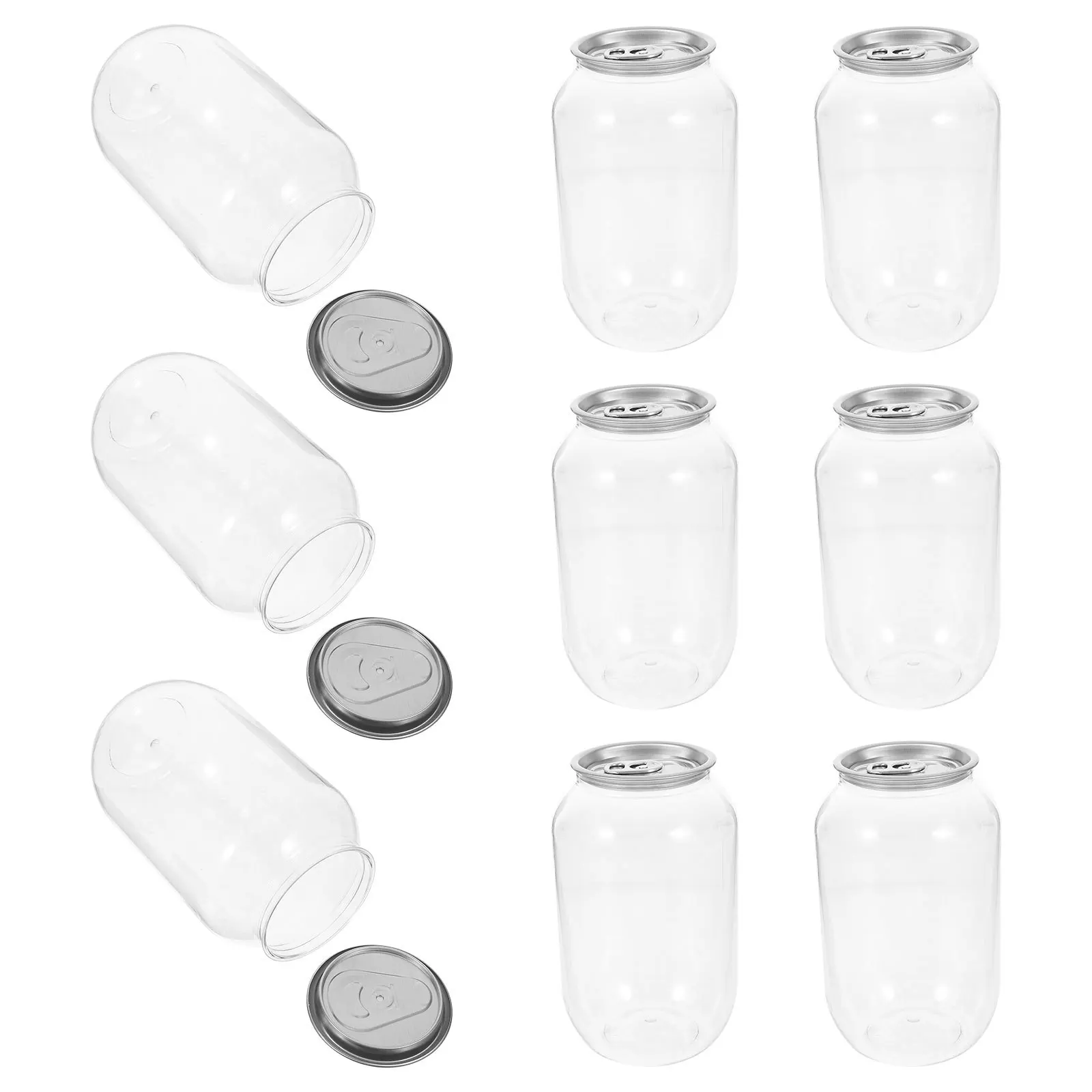 

10Pcs Empty Beverage Bottles with Lids for Can Beverages Portable Juice Jars for Drinks Storage on the Go