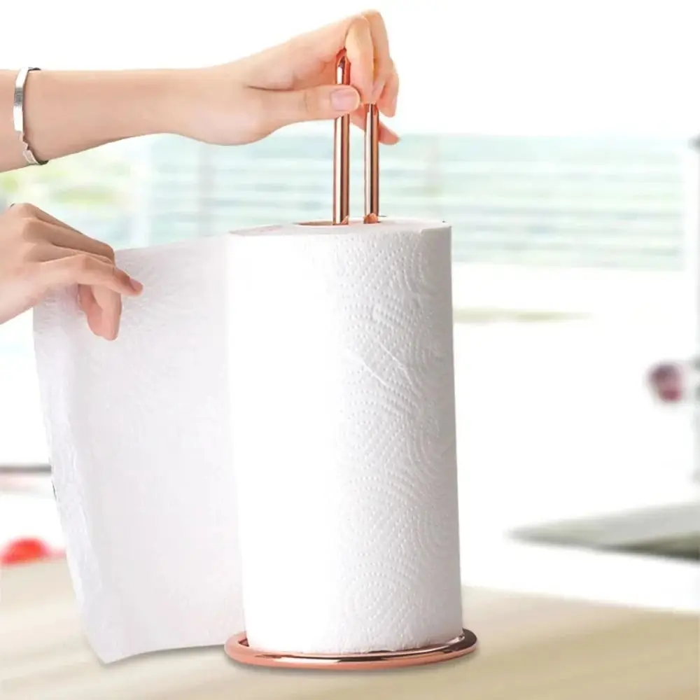 Stainless Steel Roll Paper Towel Holder Portable Kitchen Bathroom Tissue Stand Kitchen Storage Shelf Dining Table