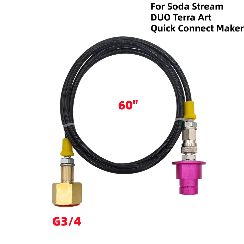 Sodastream CO2 External Source Tank Hose Adapter Replace 60L Quick Connect Pink Cylinder Soda Maker Accessory