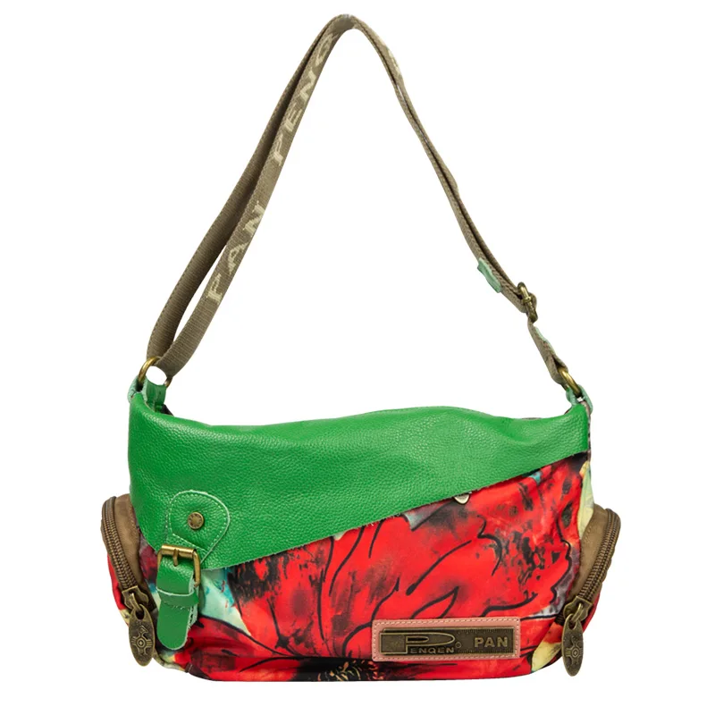 Bolsos de marca de moda de lujo para mujer, bolsos de lona con flores de cuero, bolso de hombro tipo bandolera pequeño, bolsos diagonales de ocio