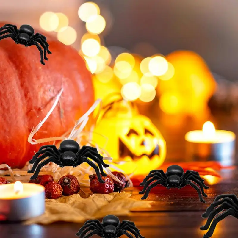 Fausses Araignées Effrayantes pour Décoration Intérieure et Extérieure, Accessoire de Blague d'Halloween, 50 Pièces