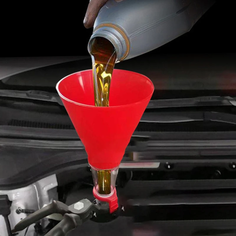 Car Plastic Engine Oil Funnel Gasoline Funnel Filling Equipment Adjustable Diesel Brake Fluid Tool Auto Truck Accessories