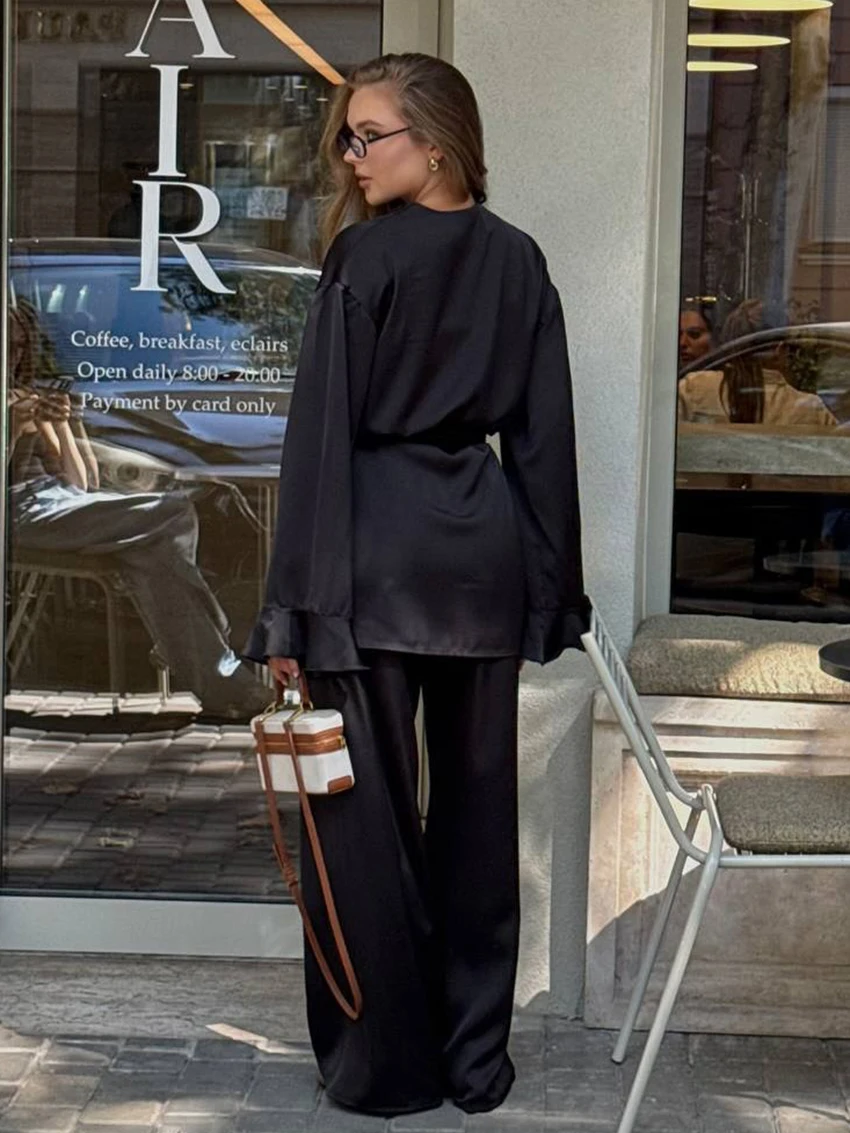 Marthaqiqi الشتاء الإناث قمصان النوم دعوى طويلة الأكمام رداء مثير الخامس الرقبة منامة الدانتيل يصل ملابس النوم السراويل عارضة النساء ملابس خاصة مجموعة