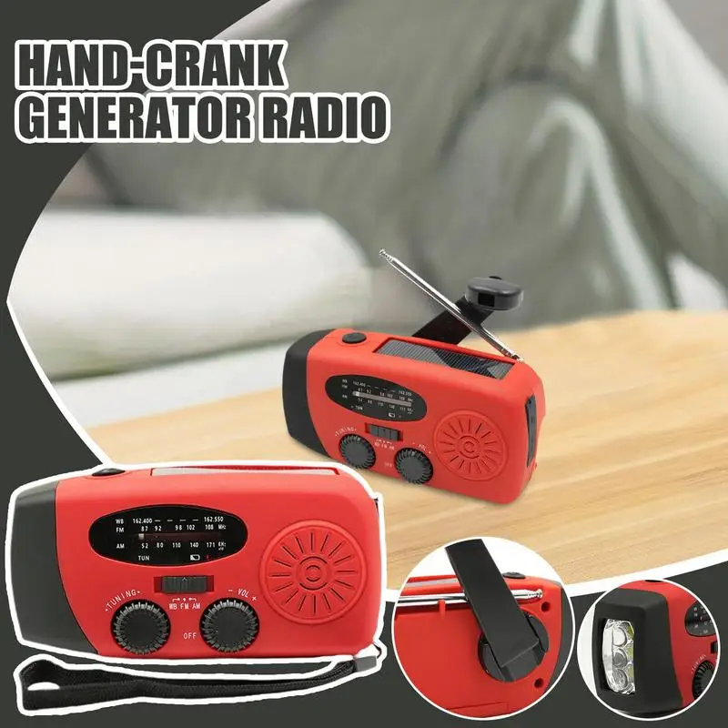 

Solar Hand Crank Radio with Torch Hand Crank Weather Radio USB Charged & Solar Power Multifunctional for Outdoor Survival
