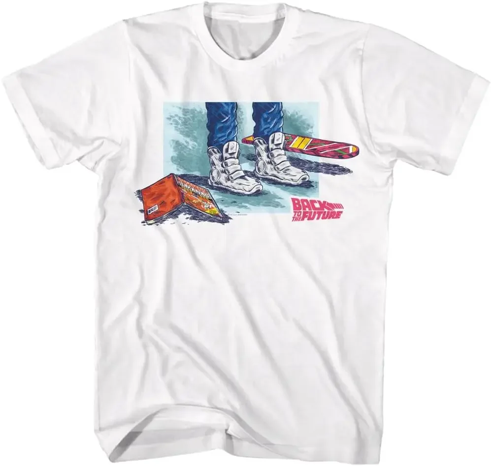 American Classics Back to The Future Shoes Almanac & Hoverboard Adult Short Sleeve T Shirt 80s Movies Graphic Tees