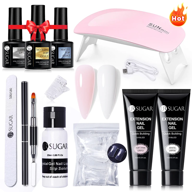 UR SUGAR 15 ml Quick Extension Nagelgel-Set Kits Clear Nude Semi Permanent Nail Art Extolong Construction Gel Maniküre-Werkzeug-Kits