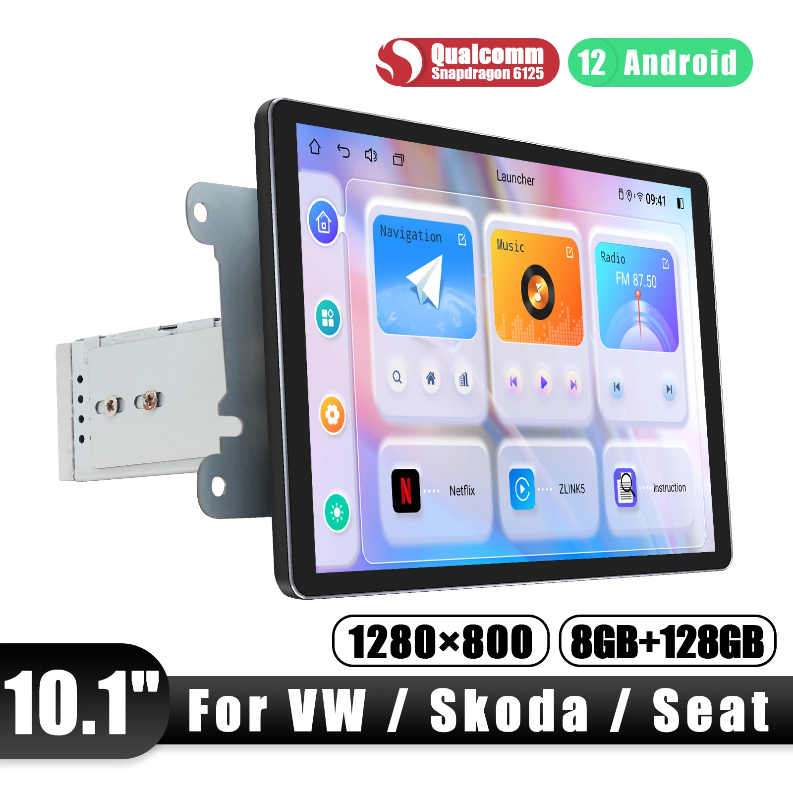 JOYING-Android Car Radio Stereo, Navegação GPS para Volkswagen VW Skoda Seat, Suporte Sem Fio Apple Play, Plug and Play, 11.6