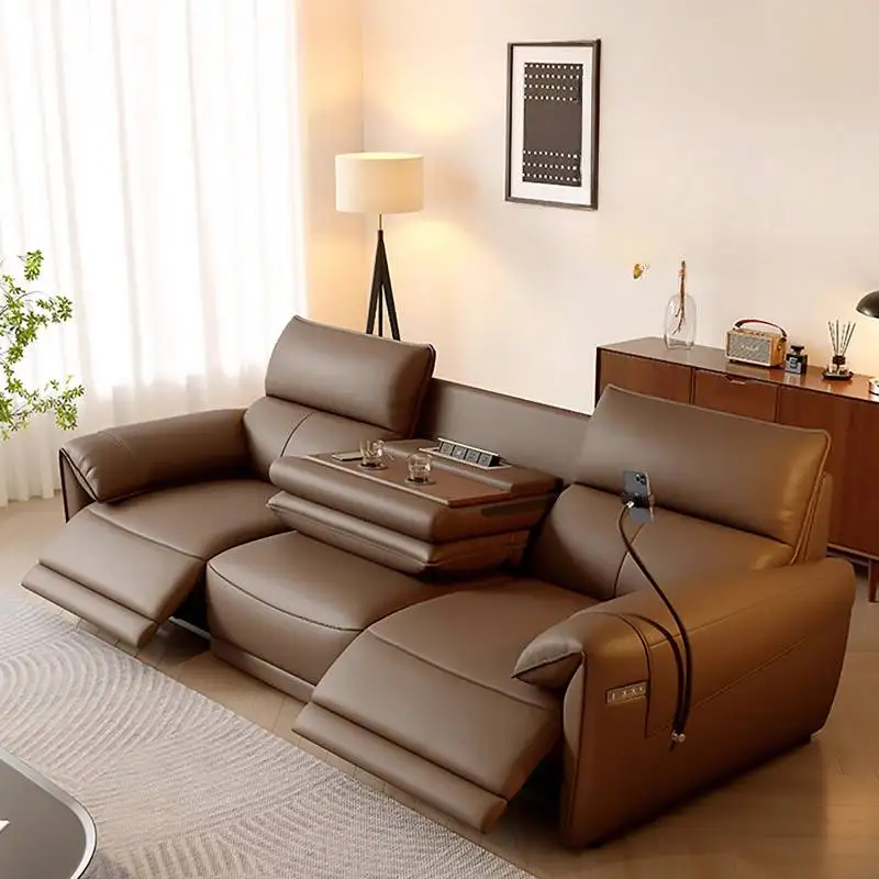 

Designer Foldable Electric Sofas Brown Classic Style Quality Living Room Sofas Lounges Relax High Canape Lit Furniture For Home