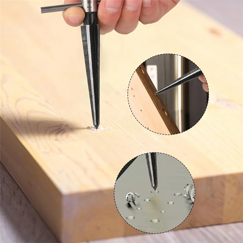 J1UL1N 2Pcs T Handle Tapered Reamer Tool, 3-13Mm (1/8-1/2 Inch) & 5-16Mm(1/2-5/8 Inch) Bridge Pin Hole Hand Reamer Tool