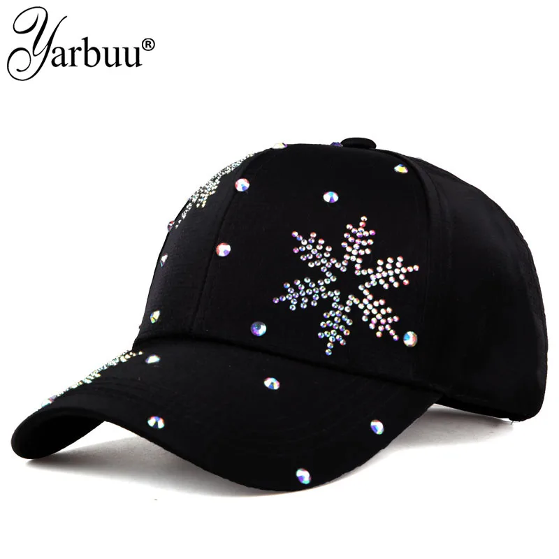 [YARBUU] New Fashion Four Seasons Baseball Cap For Women Snowflake Rhinestone Gorras Hombre Sun Protection Casquette Hats