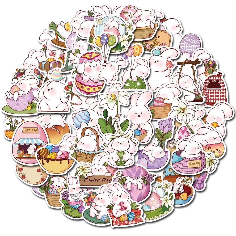 10/50PCS Easter Day Rabbit Cute Decor Stickers Vintage For DIY Notebook Luggage Motorcycle Laptop Refrigerator Decals Graffiti