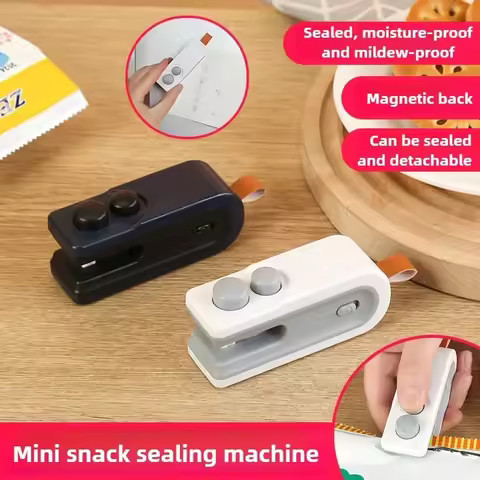 2 in 1 Mini Bag Heat Sealer Storage Package Snack Sealer Clip Handheld Plastic Bag Heat Sealing Machine USB Rechargable