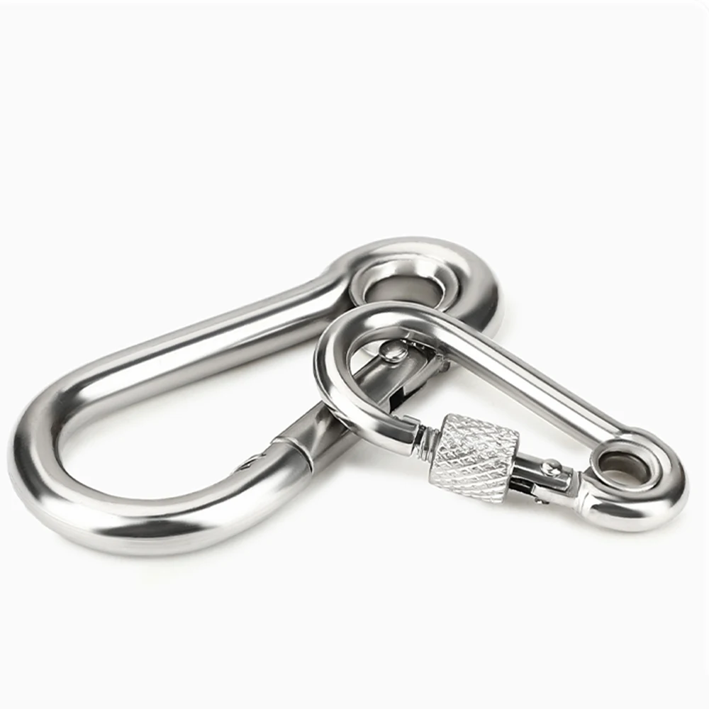 1-10Pcs M4 M5 M6 M8 M10 M12 M14 Galvanized Spring Snap Carabiner Quick Link Lock Ring Hook snap shackle Chain Fastener Hook