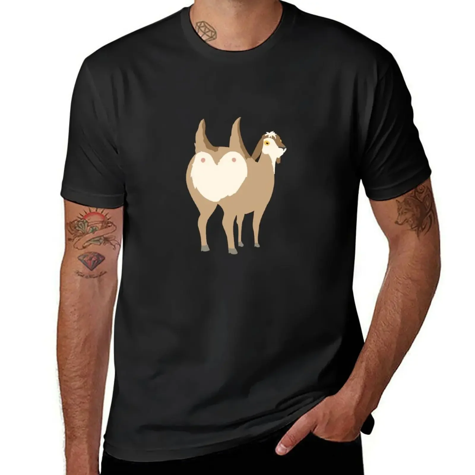 

Double butt goat T-Shirt vintage custom t shirt basketball graphic tees mens t shirt