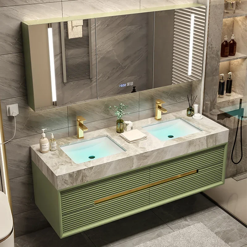 

Modern Bathroom Furniture Sets High Quality Supplier Bathroom Vanity Mirror Solid Wood Bathroom Cabinet with Double Sink