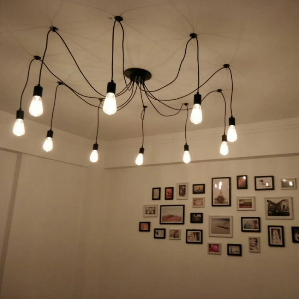 DIY Spider Chandelier Industrial Pendant Lights E27 Modern Ceiling Hanging Lamp Dinning Living Room Courtyard Lighting Fixture