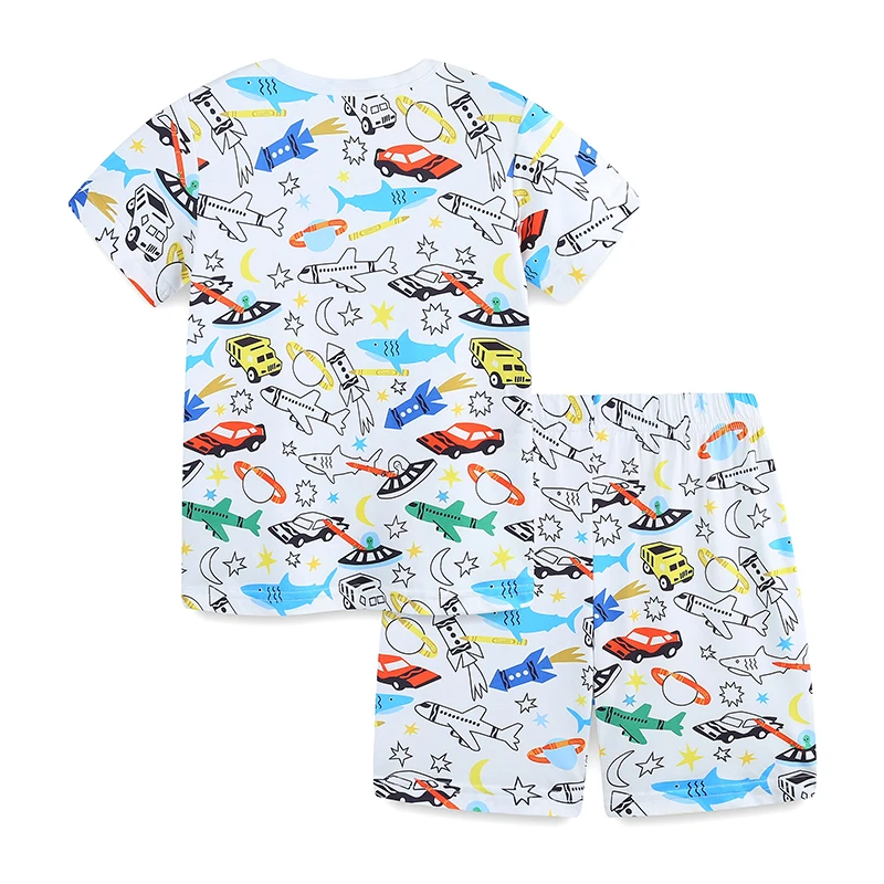 Little maven 2026 Tracksuit Summer Sets Baby Boys Children's Clothing Kids Clothes Cartoon Transportation T Shirts Tops+Pants