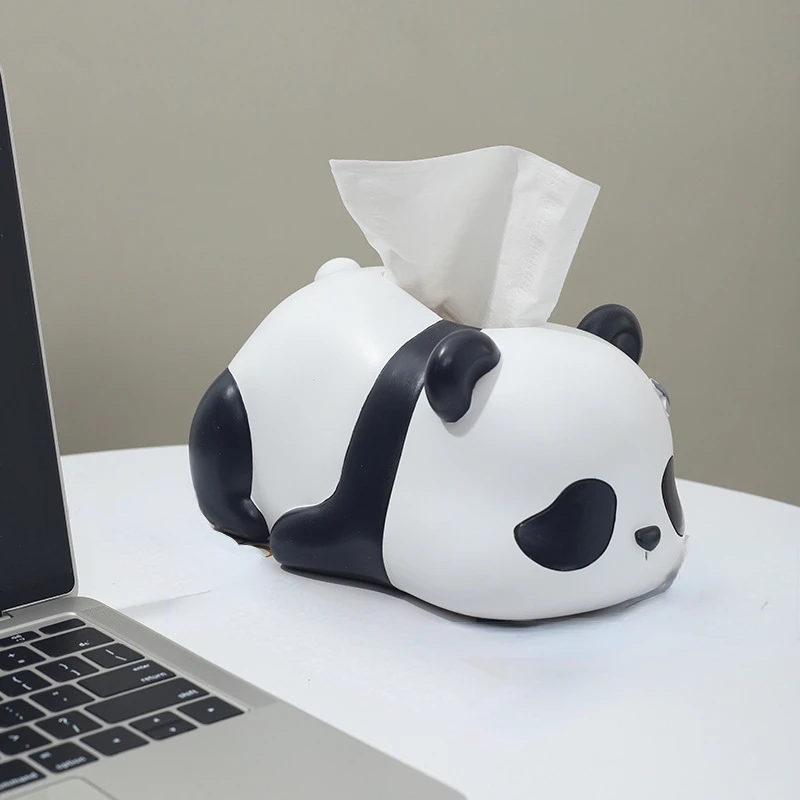 Creative Mischievous Panda Tissue Box Living Room Decoration Micro Model Paper Drawer Storage Tool