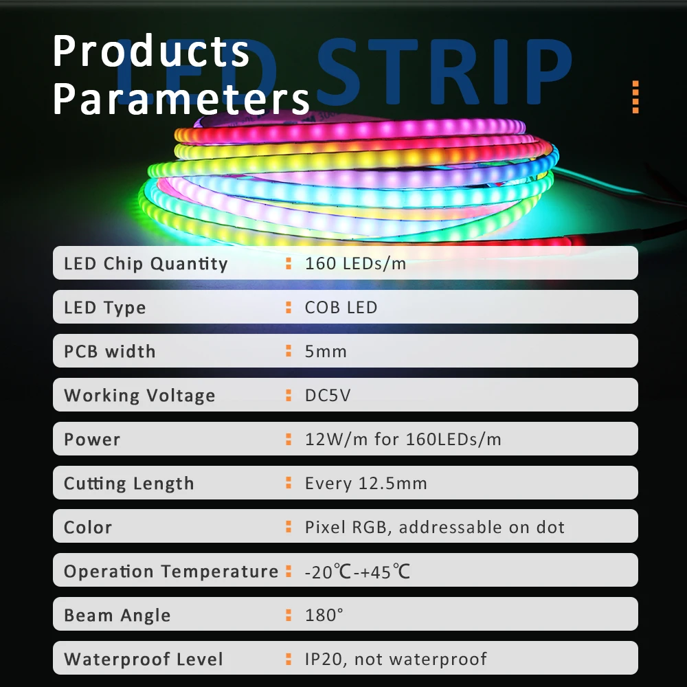 Lampu setrip LED Digital RGBIC COB, dekorasi kamar kontrol aplikasi Bluetooth, pita fleksibel mengalir air Pixel, lampu Strip LED Digital, 5V 5mm