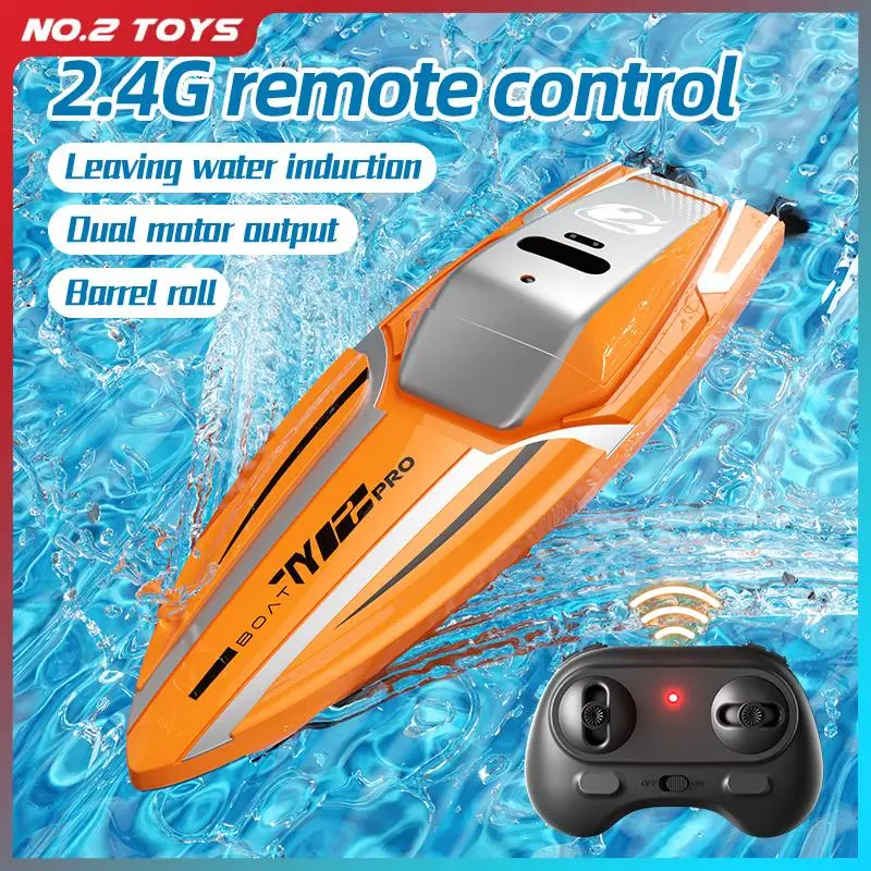 2.4G Mini Remote Control Boat Double Motor High Speed Ship Waterproof RC Stunt Speedboat Toy for Kids Play in Lake Pool Bathtub