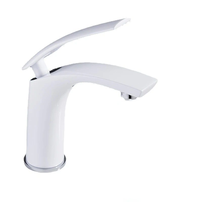 

Sink Faucet Mixer Pure White Hot and Cold Water Single Handle Brass Bathroom Sink Faucet Basin Faucet