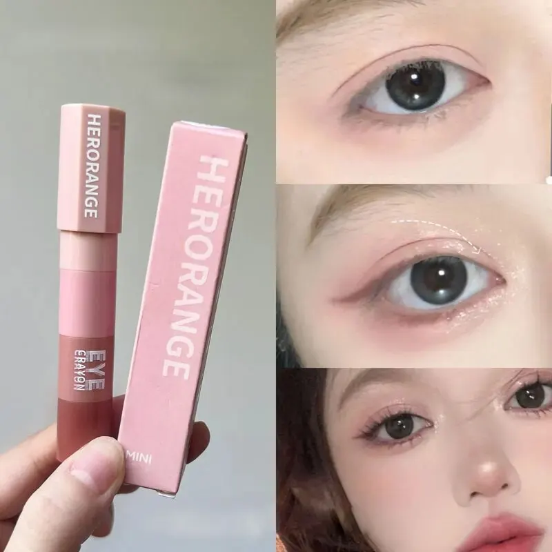 Herorange Hr540 Vierkleuren Oogschaduwpen Liggend Zijderups Hoogglans Aardkleurige Parel Glinstert Luie Oogschaduwstok