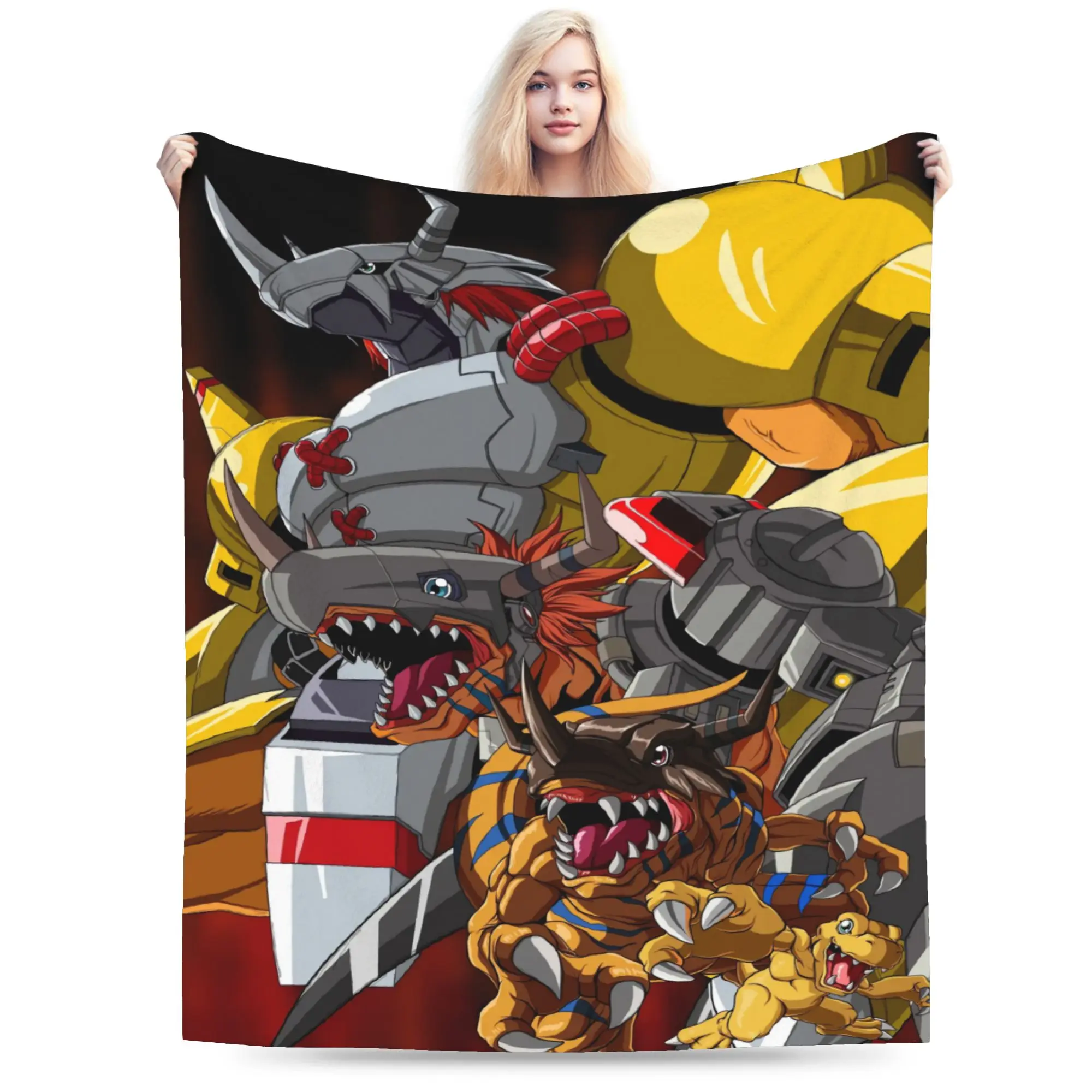 Digimon Adventure  Flannel Blanket Winter  Warm Throw Blanket for Children Outdoor Novelty Bedspread Sofa Bed Cover