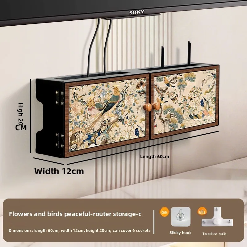 No Drill Wall Hanging Router Case, Bird Flower Socket Cover, Eco Friendly Partitive Storage, Swing Door Weak Current Hider - view 5