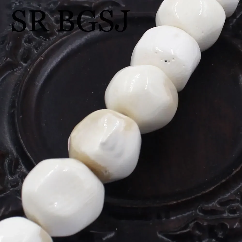 11-12mm Punk White Sea Bamboo Coral Nigerian Wedding Couple Original African Bridal Costume Party Jewelry Bride Groom Loose Bead