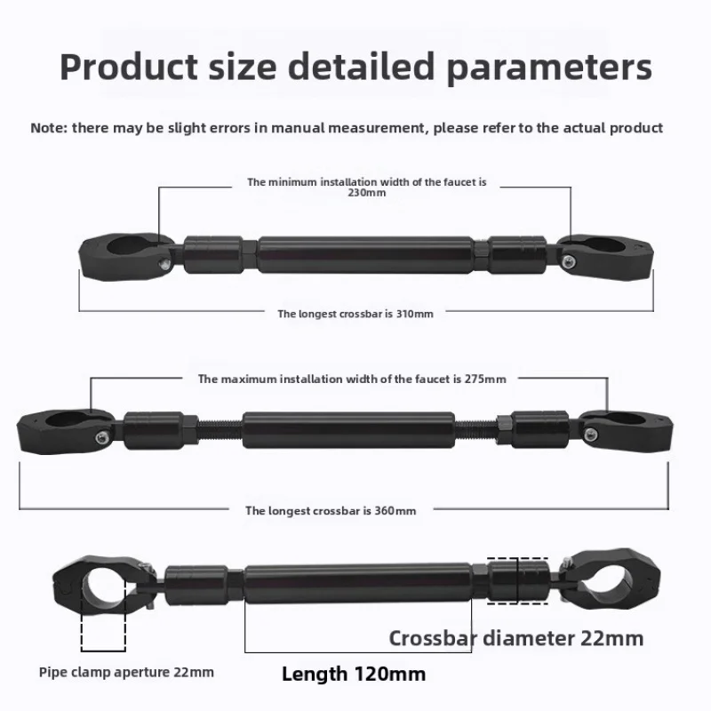 Motorcycle adjustable extension bracket, scooter extension rod, crossbar steering wheel reinforcement, 22mm replacement - Image 4