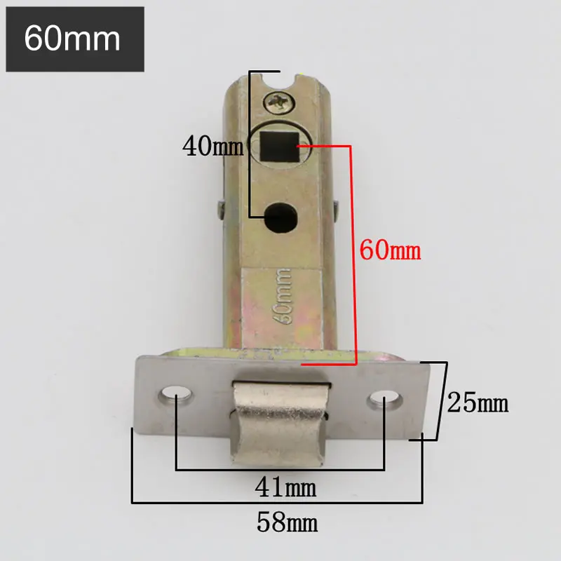 Bathroom alloy single deadbolt lock cylinder Various padding margins Three-bar Single tongue lock body Universal lock tongue