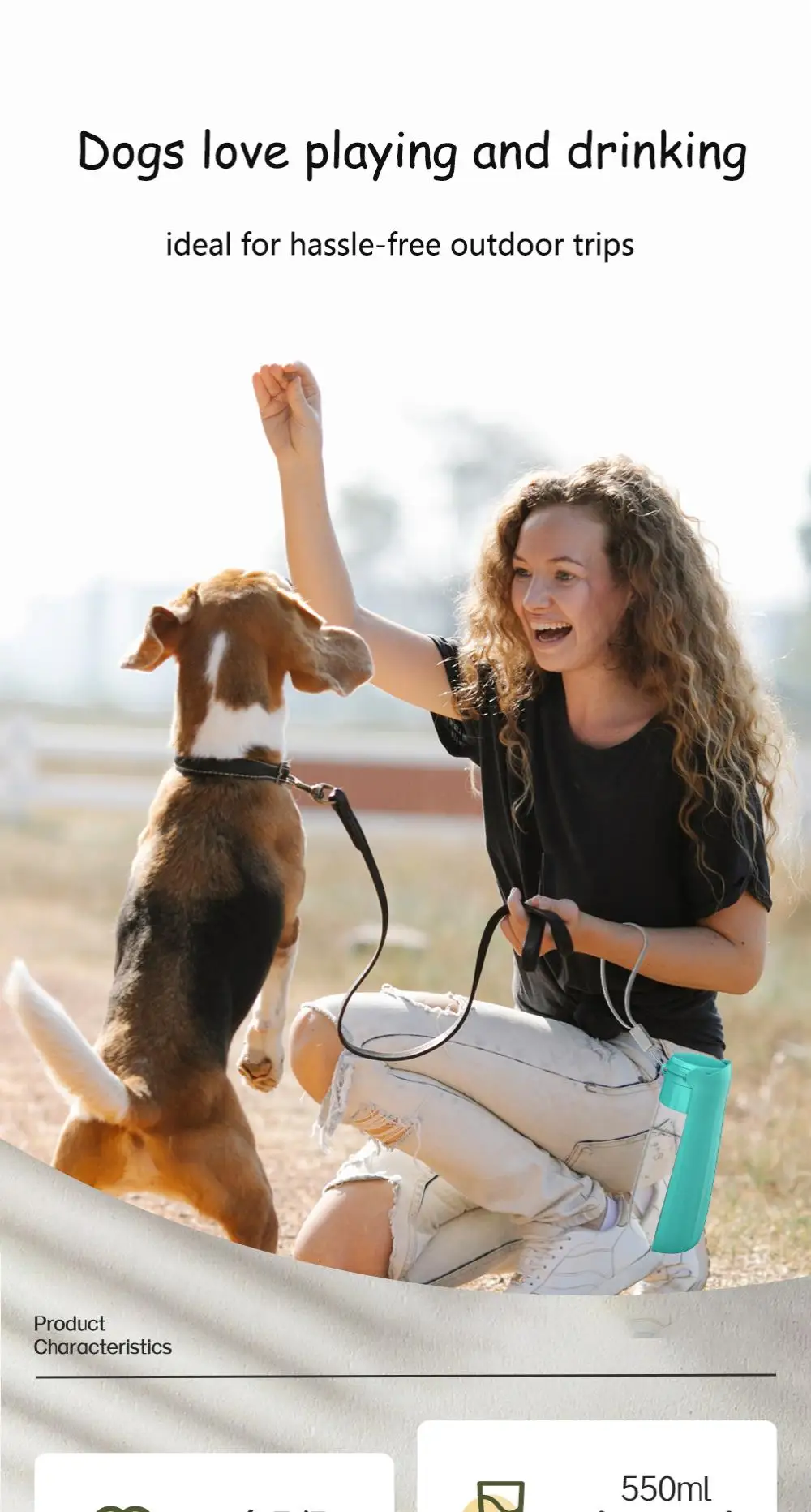 Portable Foldable Dog Water Bottle Leak Proof Large Capacity Pet Water Dispenser for Dogs Cats Outdoor Walking Travel Supplies