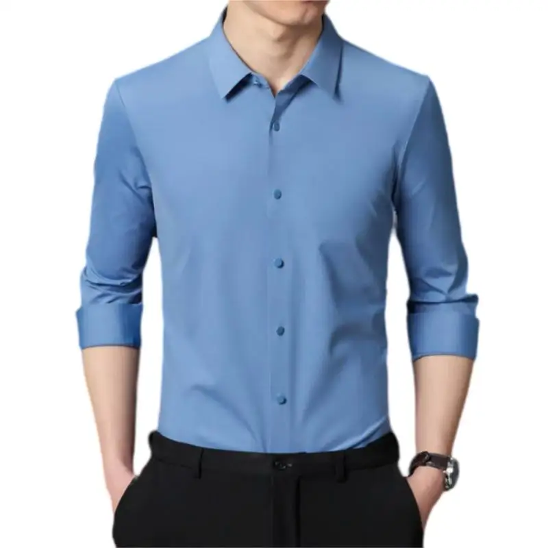 P-42 autumn new nylon-spandex four-sided stretch seamless shirt for men high luxury free ironing anti-wrinkle casual business me