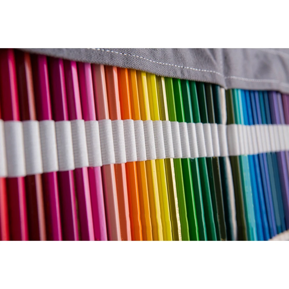 

Dark Grey Canvas Rolling Pencil Roll Wrap Large Capacity 36 Slots Portable Pencil Storage Organizer Pen Case for Coloring