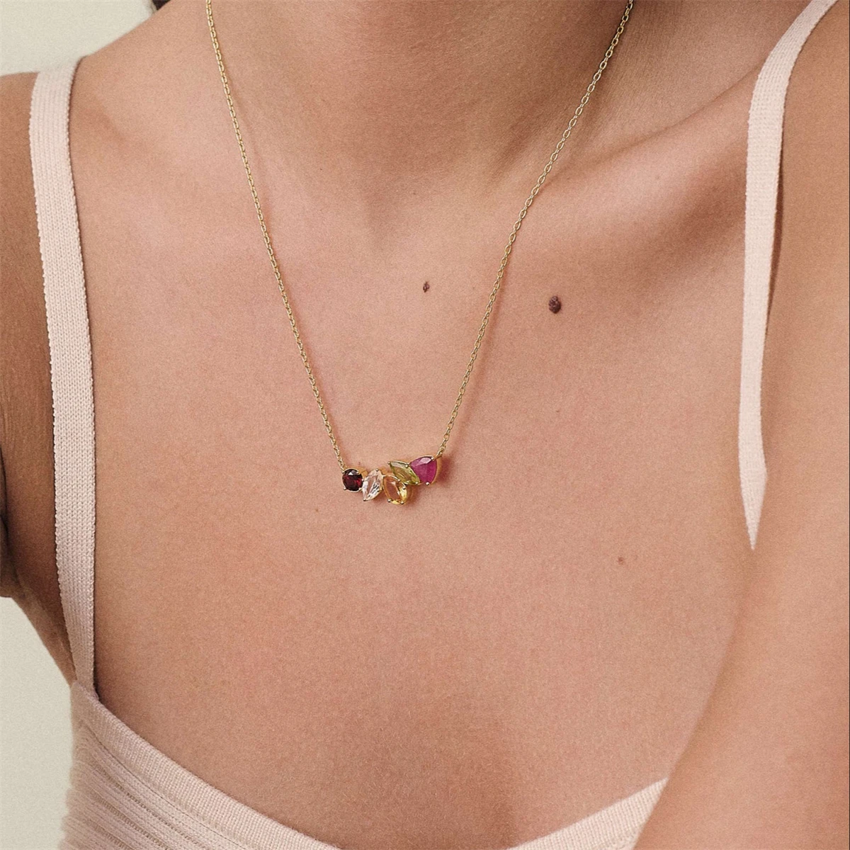 قلادة من الفولاذ المقاوم للصدأ للنساء، سلسلة الترقوة الياقوتية المتخصصة، متعددة الاستخدامات ومجموعة مع الزركون، قلادة مزاجية