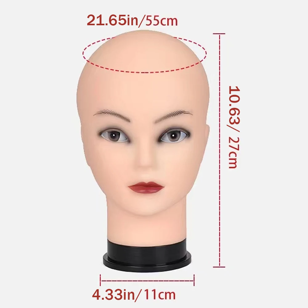 رأس عارضة أزياء أصلع - عارضة أزياء احترافية للتدريب على التجميل لصنع الشعر المستعار مع حامل مشبك مجاني وإبرة على شكل حرف T #2