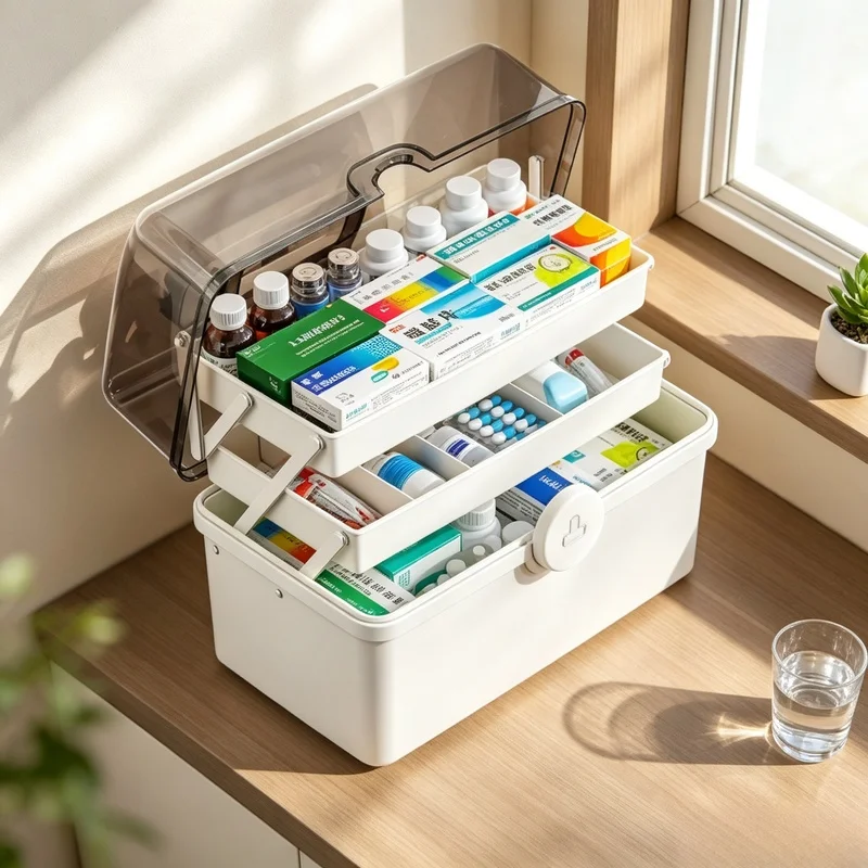 3-Layer Large Capacity First Aid Box, Portable Family Medicine Storage Organizer, Emergency Medical Container for Household