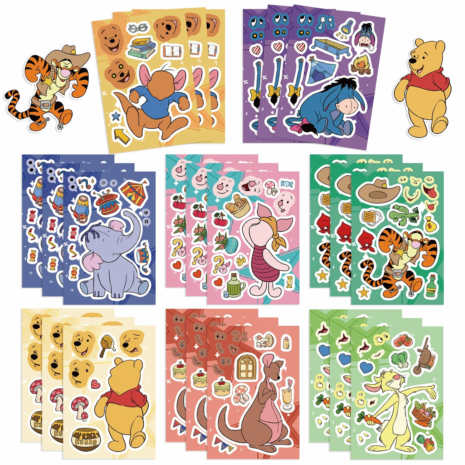 32Sheets Disney Winnie the Pooh His Friends Theme Stickers Cartoon Cup Stickers Kids Bedroom Family Cup Decoration Items