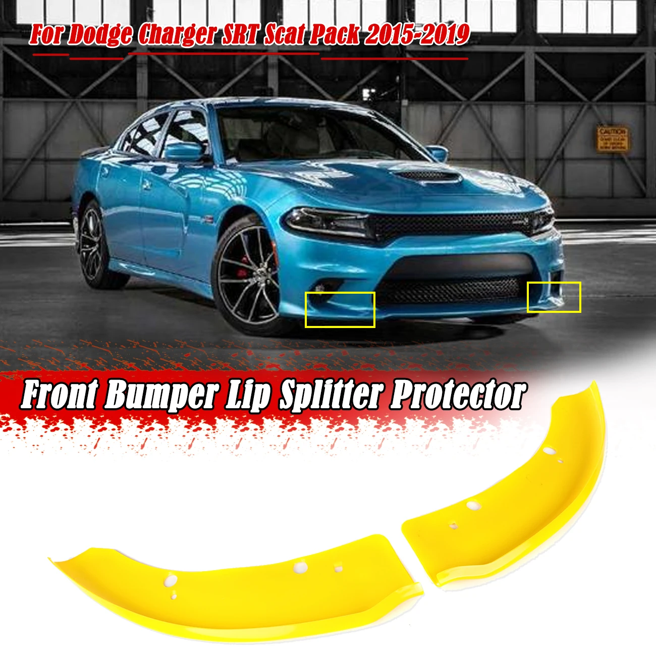 Car Front Bumper Lip Splitter Spoiler For Dodge Charger SRT Scat Pack 2015-2019 Bumper Protector Yellow Diffuser Guard