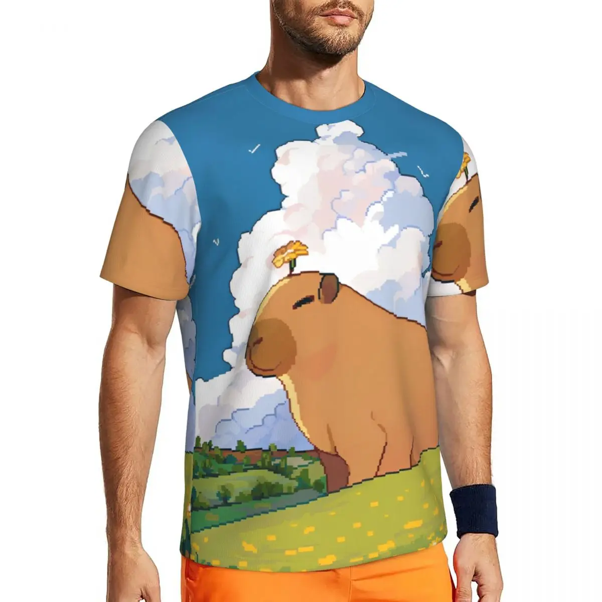 

Streetwear Washed T Shirt Capibara Lovely Nap Cotton T Shirts Novelty Tee Shirt for Men Summer Aesthetic Casual Top Tees