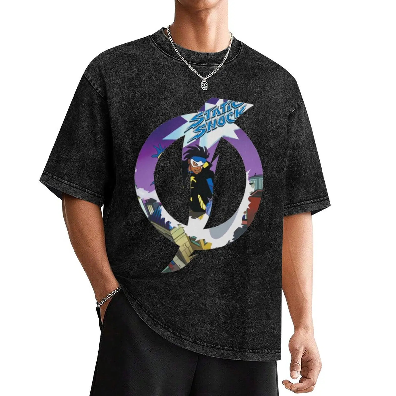 

Static Shock T-Shirt blanks anime figures plus size clothes outfits for men