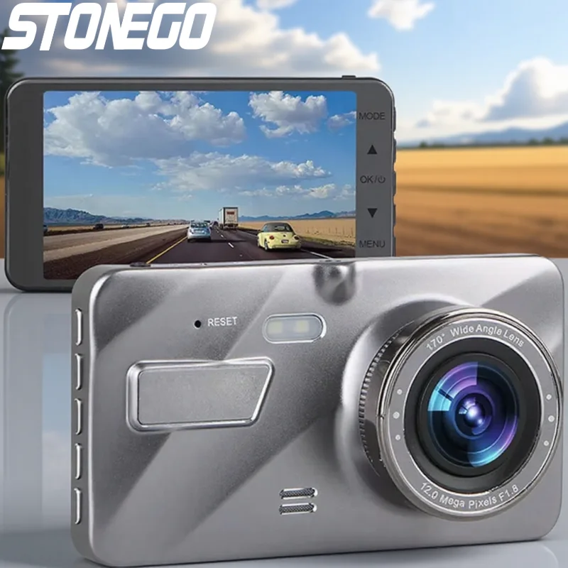 

1080P Dual Dash Cam Front and Rear 4 Inch LCD Night Vision 170 Degree Wide Angle G-Sensor Loop Recording Parking Monitor