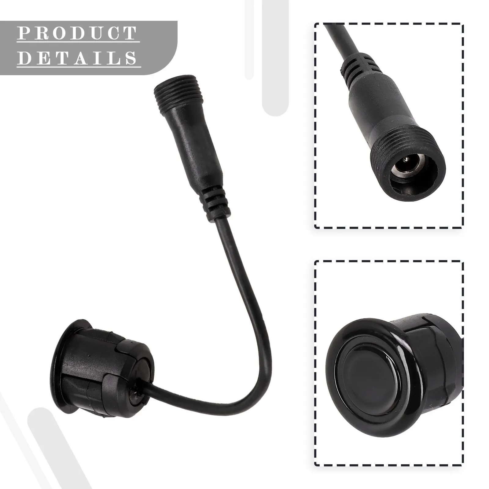 1pc Car 18.5mm Parking Sensor With 0.2m Black Cable Car Reverse Parking Waterproof Sensor Suitable For Most Cars Bumper