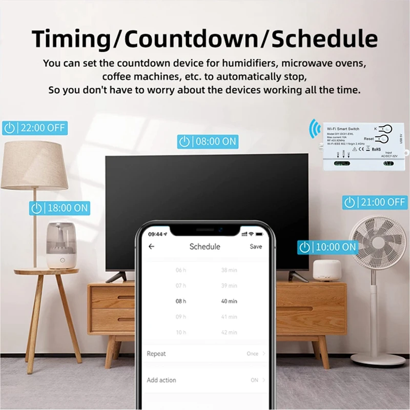 Wifi Smart Switch Ewelink Timer fai da te + RF433 Remote 1CH 7-32V 2.4G modulo di automazione domestica Wifi per Alexa Google Home durevole