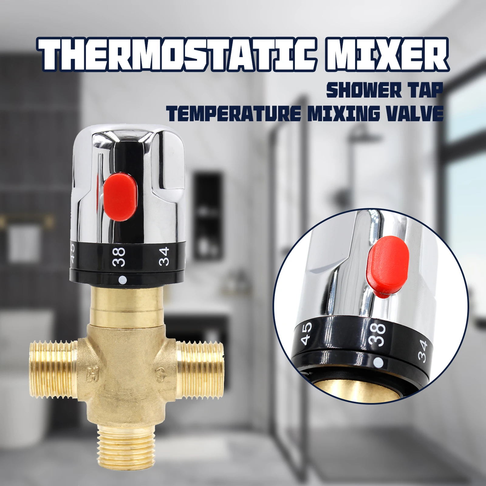 

Brass Thermostatic Valve Temperature Control G1/2 Plumbing Fixtures Bathroom Faucet Mixer For Kitchen Showers Home