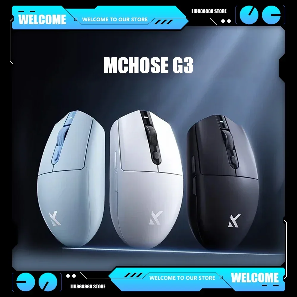 MCHOSE 경량 사용자 정의 인체공학 게이밍 마우스 게임 액세서리, G3 시리즈, Paw3395, 2.4G, 3 가지 모드 무선 센서