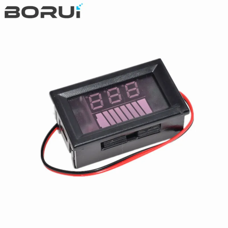 Car Battery Charge Level Indicator 12V-60V Lithium Battery Capacity Meter Tester Blue Display LED Tester Voltmeter Waterproof