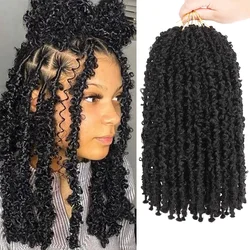 12 Inch Pre-twisted Butterfly Locs Crochet Hair Short Bob Butterfly Distressed Braids Hair 1/6/8 Packs Synthetic Hair  for Women