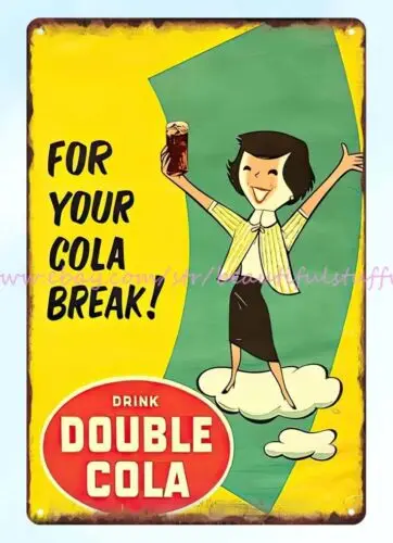 1950s Double Cola get a big lift metal tin sign plaque outdoor reproductions