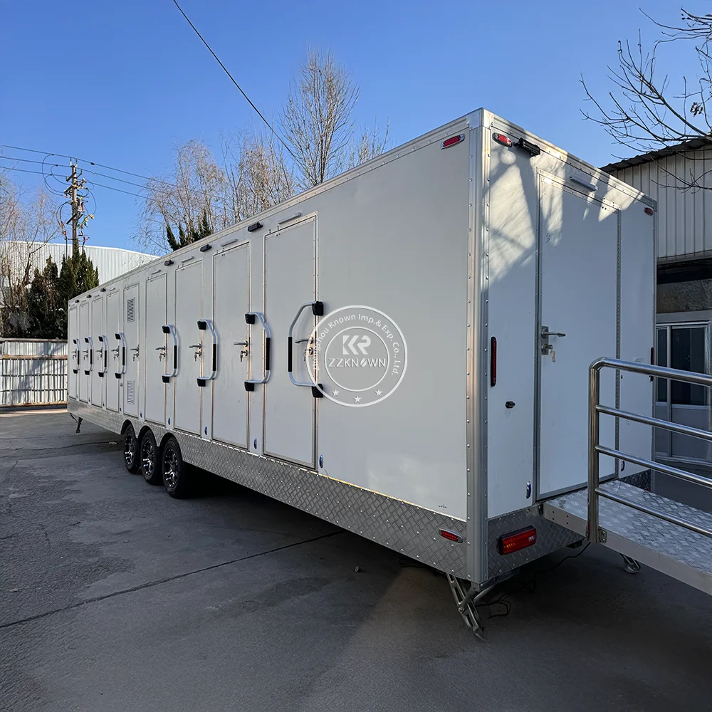

Concession Country Customize Mobile Movable Portable VIP Mobile Toilet Trailer For Outdoor Bathroom Restroom